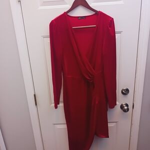 Chic Long Sleeve Red Dress